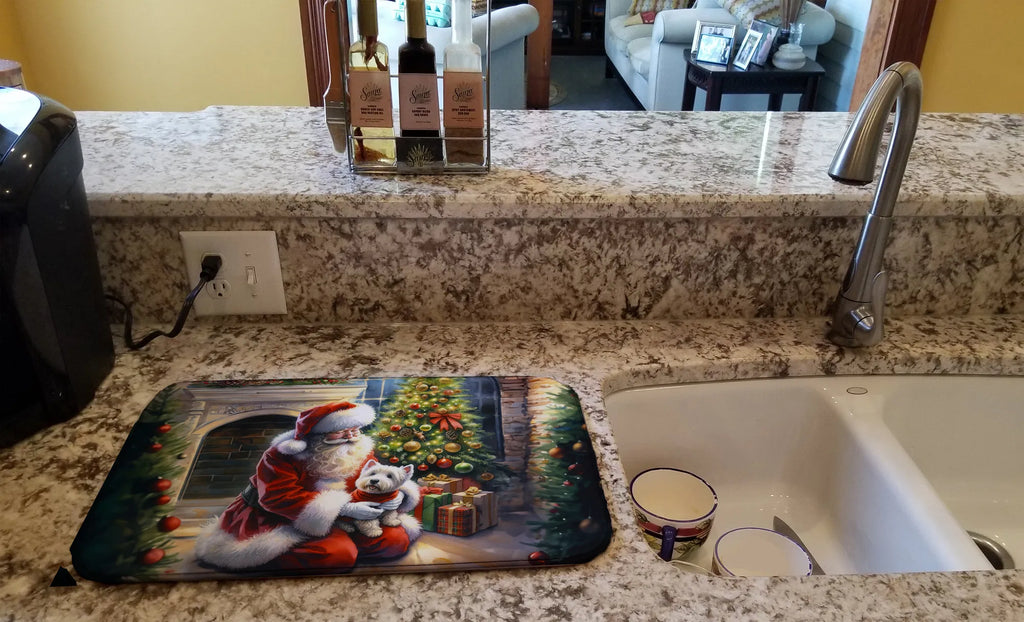 Westie and Santa Claus Dish Drying Mat Absorbent Dish Drying Mat Pad for - Image 3