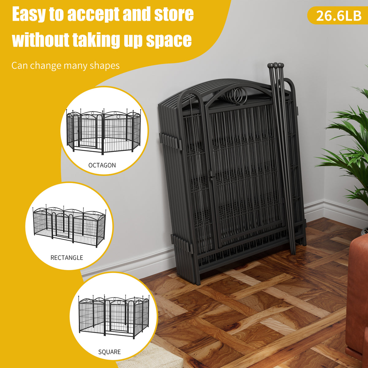 Dog Playpen Indoor 32 inch 8 Panels Metal Dog Pen Pet Dog Fence Outdoor - Image 5