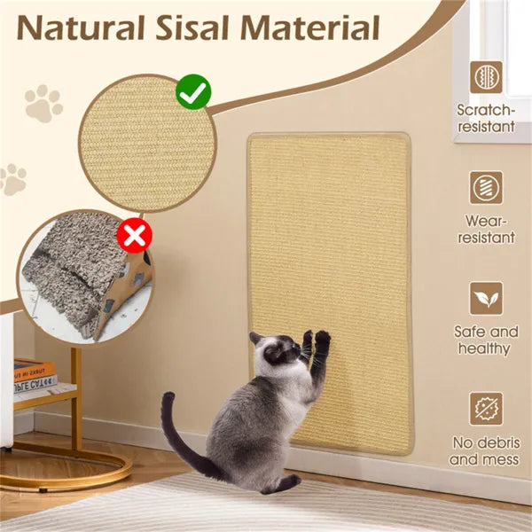 2 Pack 32"x20" Natural Sisal Cat Scratching Mats Multifunctional Resting & - Image 5