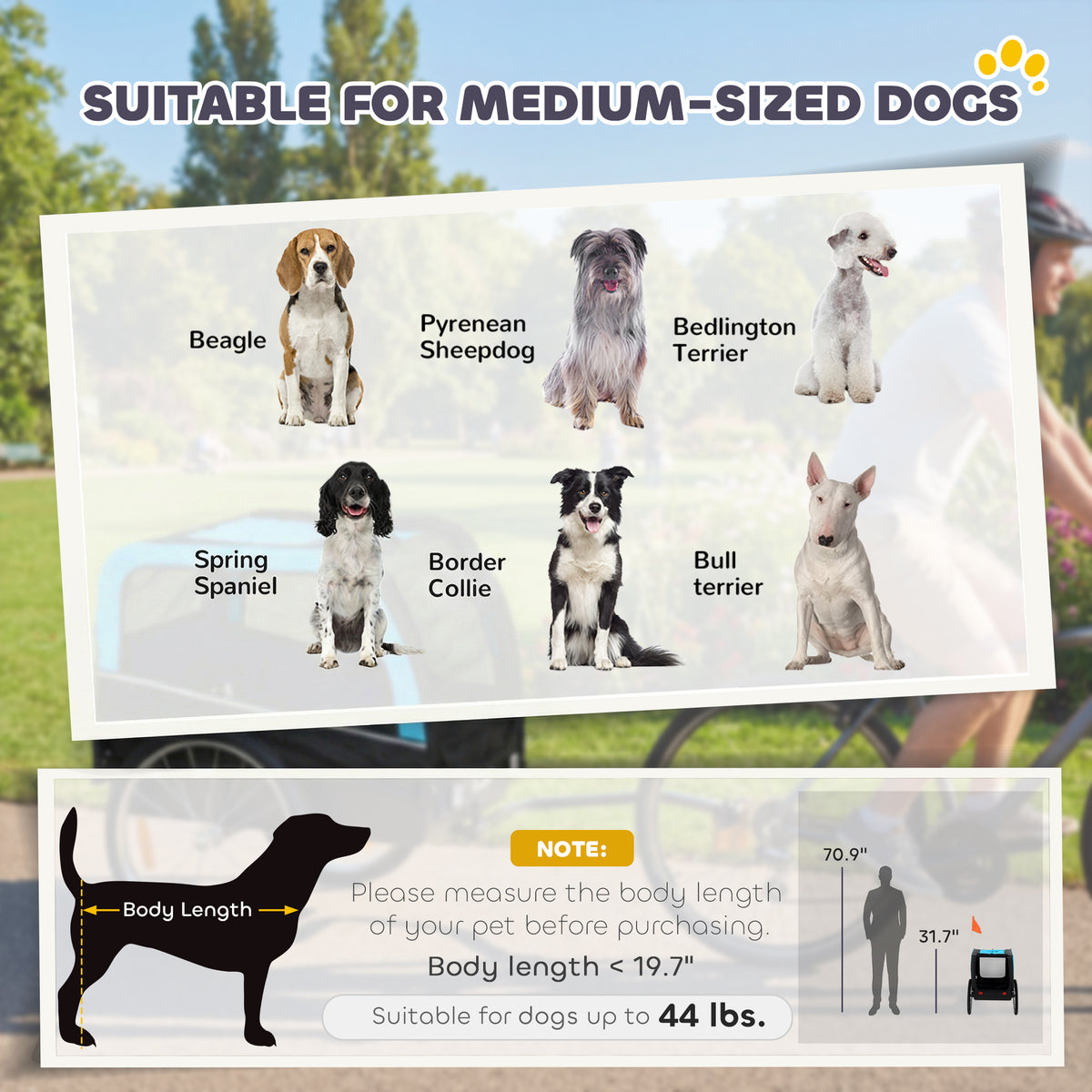 dog bike trailer pet cart dimensions and features