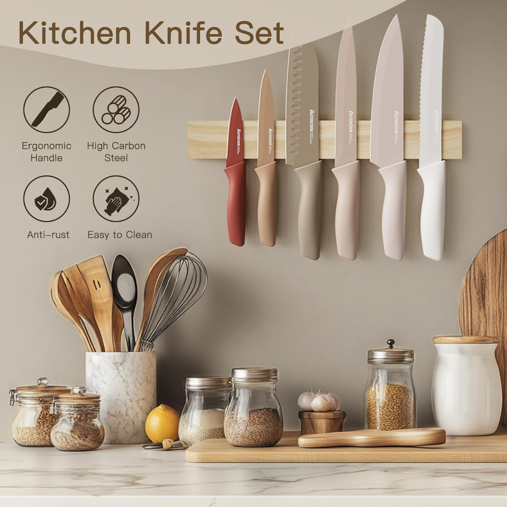 13 Pieces Kitchen Knives Set With Healthy Anti Rust Coating Dishwasher Safe - Image 3
