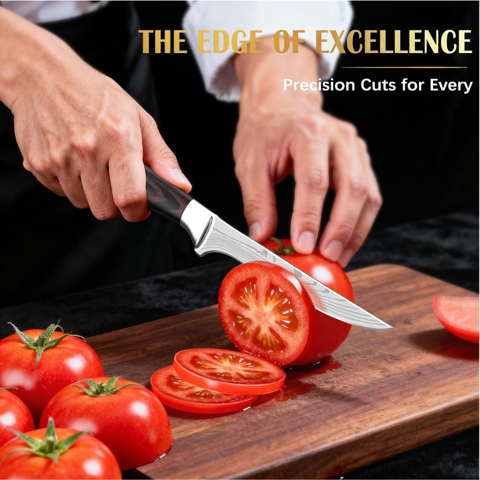 2 Piece Japanese High Carbon Stainless Steel Knife Set 8 Chef & 4 Paring Knives - Image 3