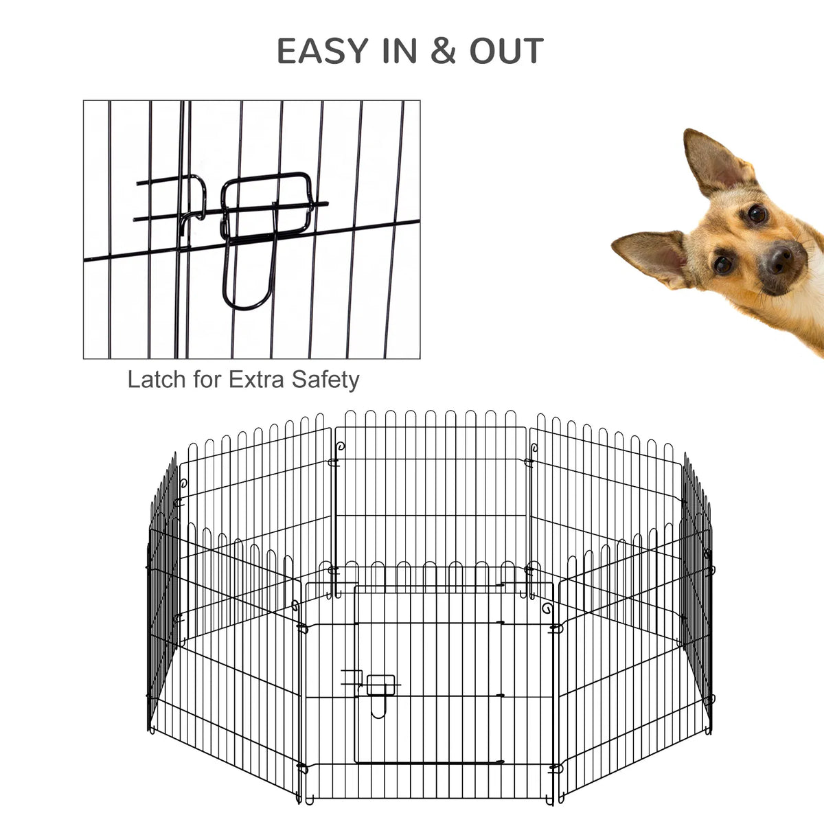 24inch 8 Panel Dog Playpen Octagon Pet Exercise Playpen Crate Foldable Dog Cage - Image 3