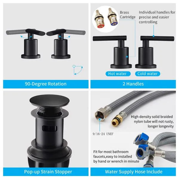Matte Black Widespread Bathroom Faucet Waterfall Bathroom Faucets for Sink 3 - Image 5