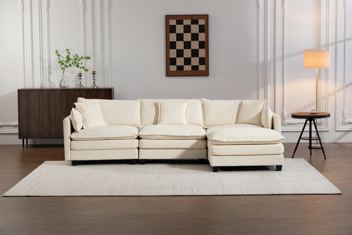 Modern 3seats with ottoman 113.77"Sectional Sofa with Waist Pillows 3 seat