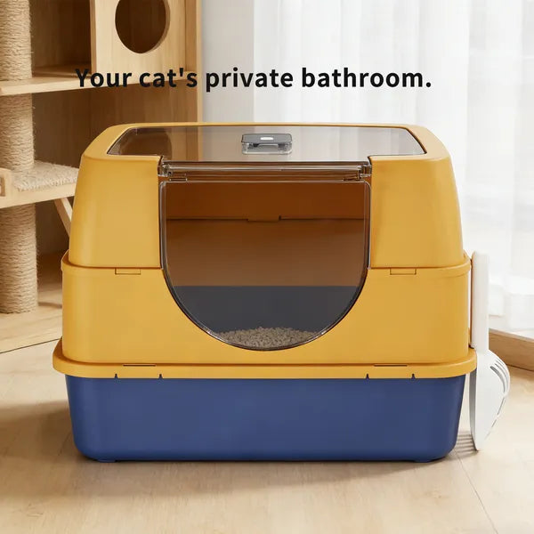 Enclosed Cat Litter Box Orange Odor Locking Spacious For Large Cats A - Image 4
