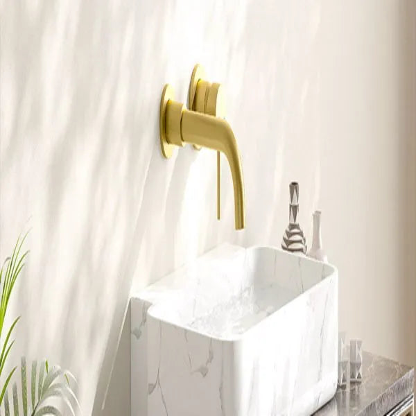 Wall Mount Faucet for Bathroom Sink or Bathtub Single Handle 3 Holes Brass - Image 2
