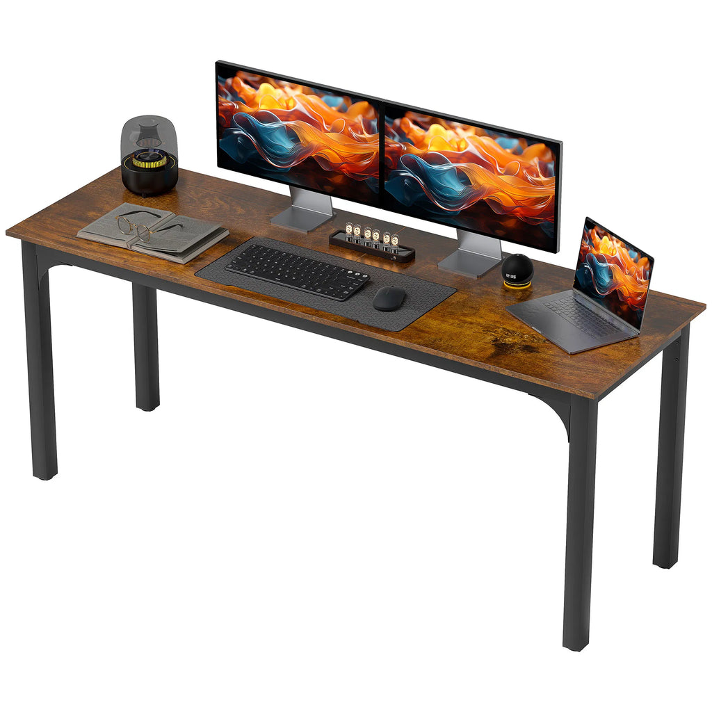 71" Computer Desk Desktop Desk with Metal Legs Rustic Brown - Image 3