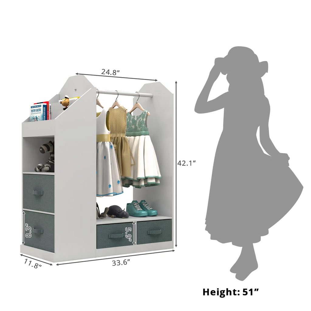 kids costume organizer rack armoire dimensions and features
