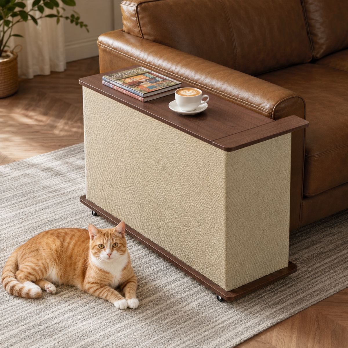 2 in 1 Cat Scratcher Side Table for Couch Sofa Protector End Table Reversible - Image 4