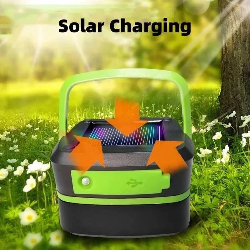 Solar Camping Lantern Rechargeable Foldable Waterproof 3 Mode LED Power Bank - Image 2