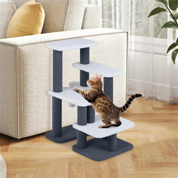 2 in 1 Cat Stairs & Tree With Sisal Scratching Post 4 Levels Pet Steps For - Image 5