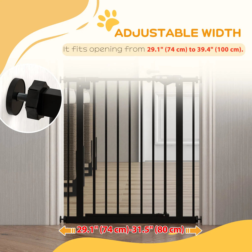 30 Inch Tall Pet Gate with Door Dog Gate and Barrier Indoor for Stairs