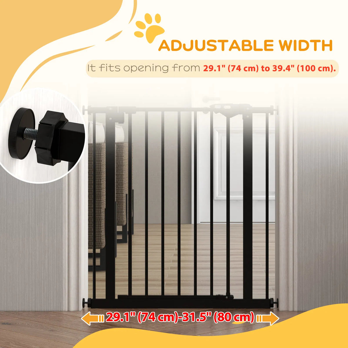 30 Inch Tall Pet Gate with Door Dog Gate and Barrier Indoor for Stairs