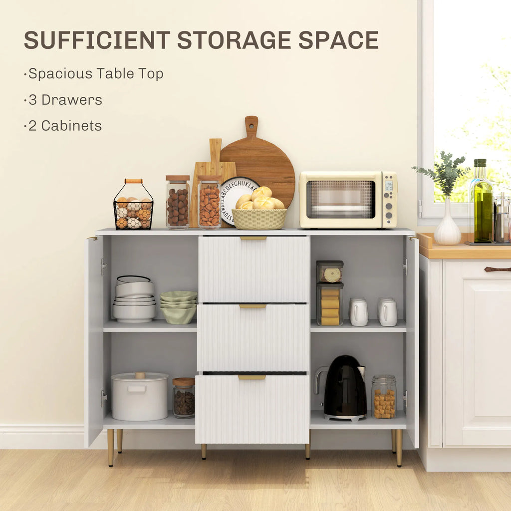 Modern Kitchen Storage Cabinet Sideboard Buffet Cabinet w/ 3 Drawers and - Image 4