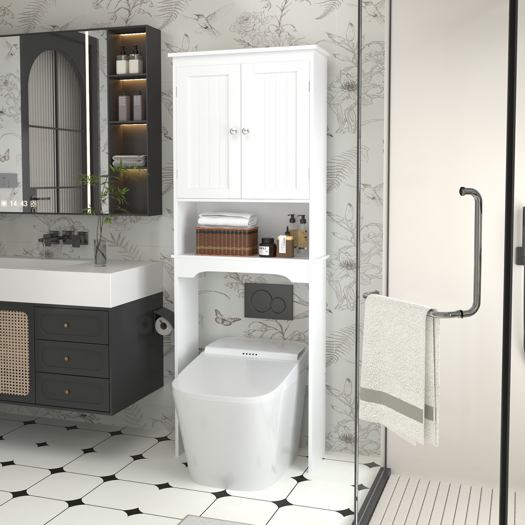 White Over-the-Toilet Bathroom Storage Cabinet