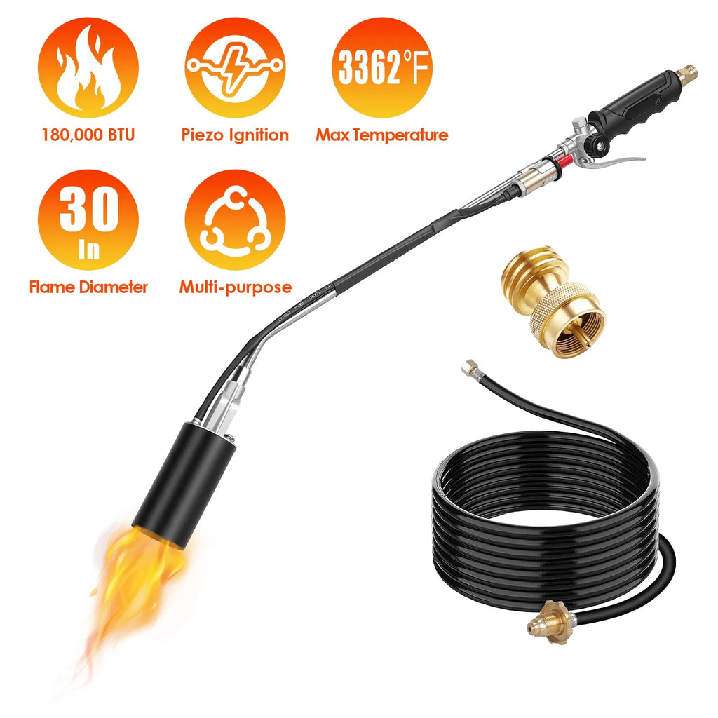 Heavy Duty Weed Torch with Piezo Ignition 180 000 BTU Propane Torch Compatible - Image 2