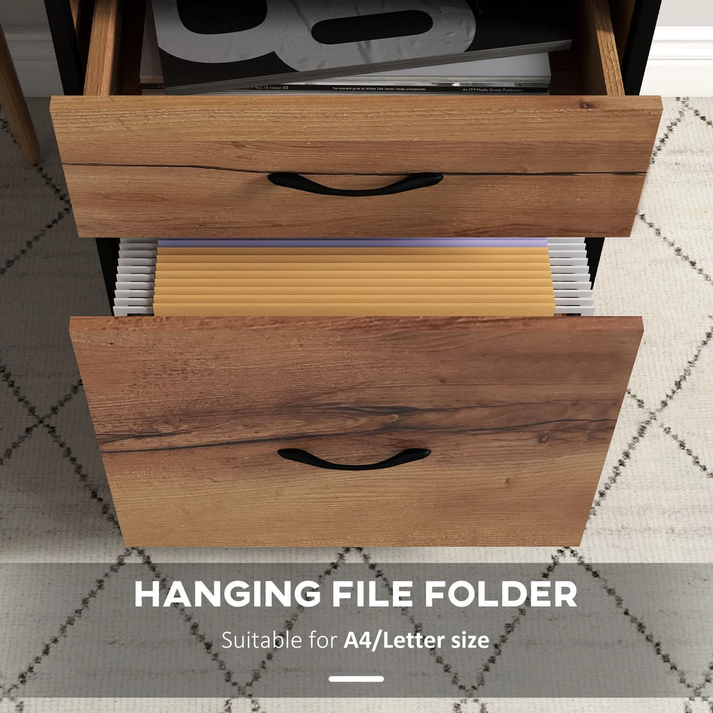 Vertical Filing Cabinet with Wheels 26.2" Tall File Cabinet with 2 Drawers - Image 2