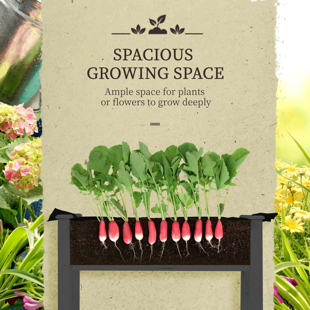 Raised Garden Bed with PE Greenhouse Cover Outdoor Elevated Wood Planter Box - Image 2