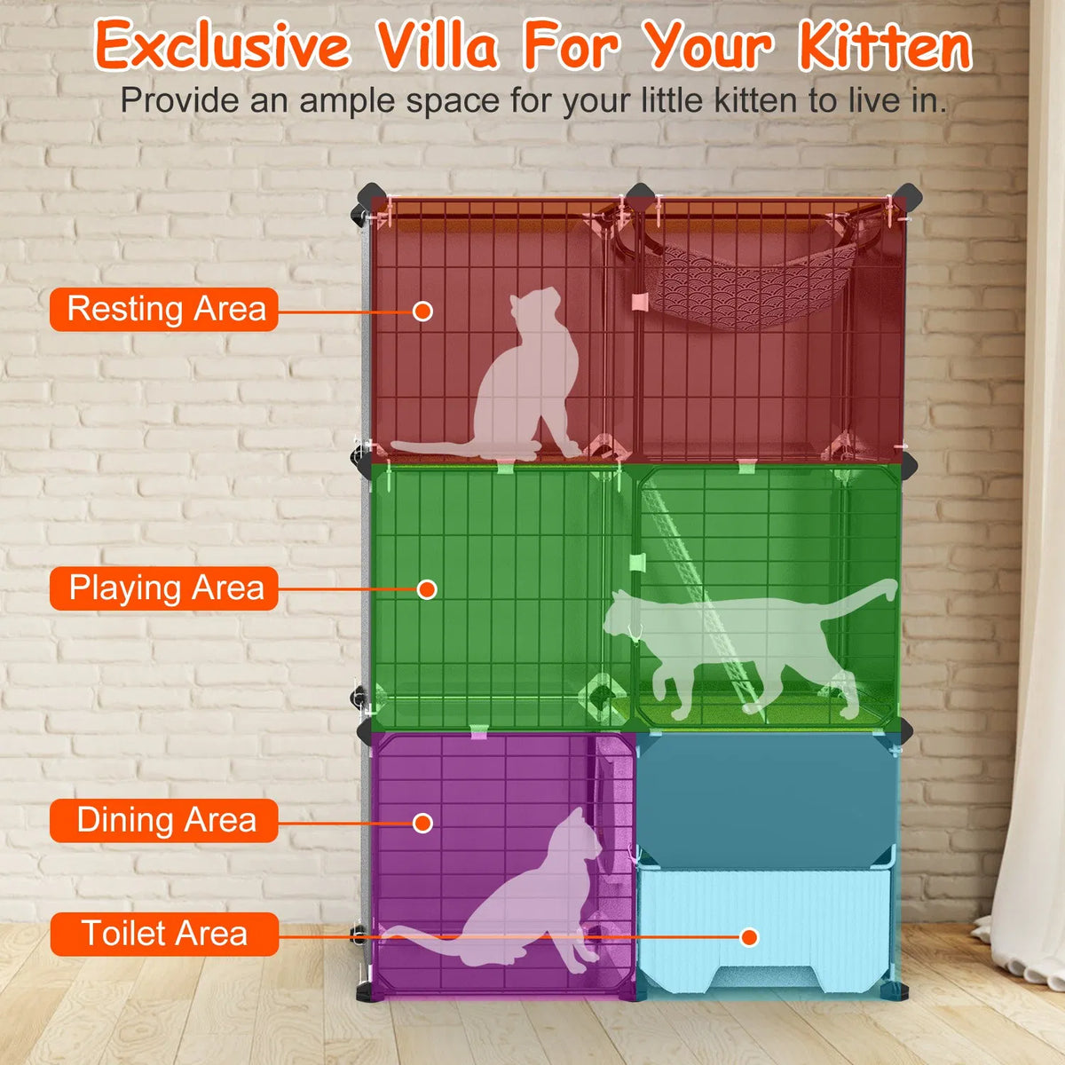 1Pc 3 Tier Cat Cage Indoor with Litter Box Hammock Detachable Metal Wire Cat - Image 5