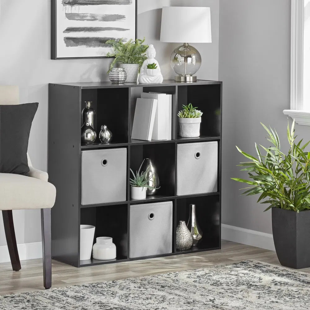 cube storage organizer black fabric main view