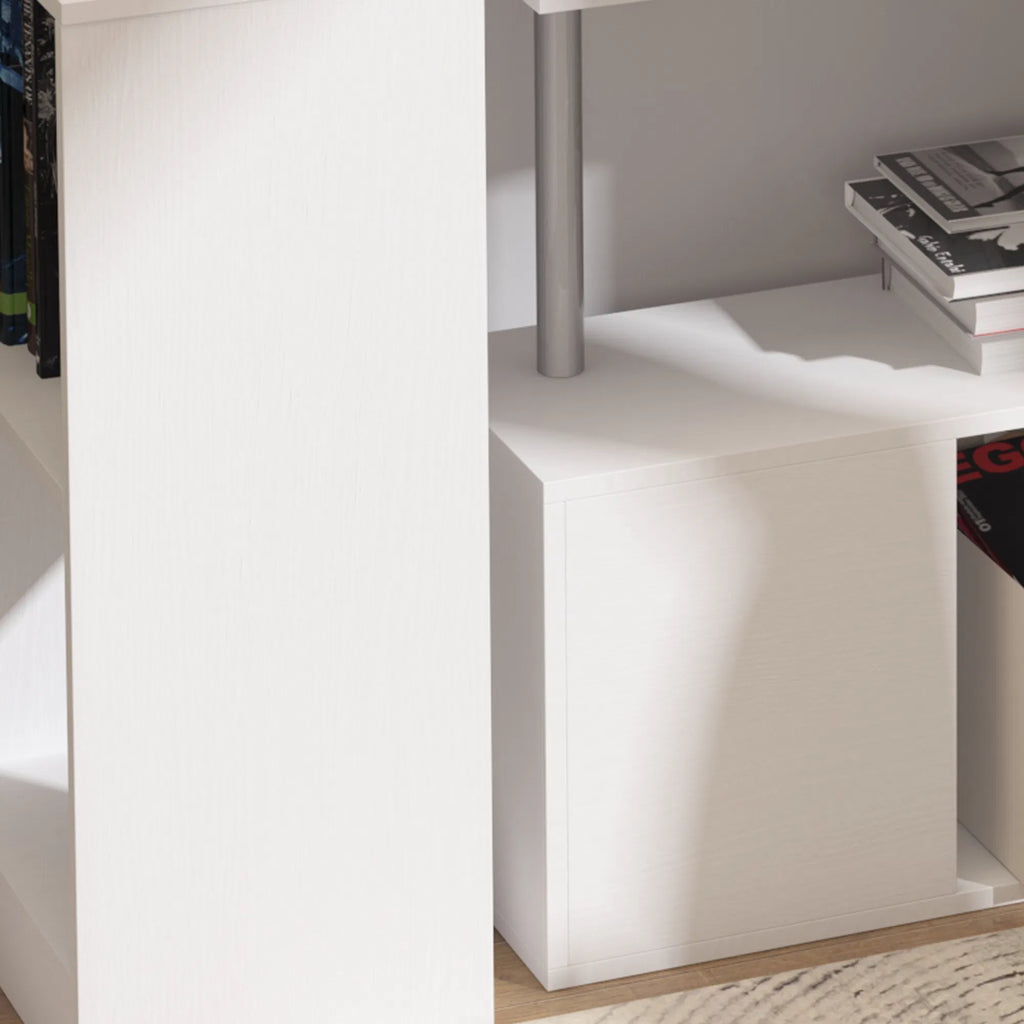 55" Corner Computer Desk 360° Rotating L Shaped Desk Home Office Workstation - Image 4