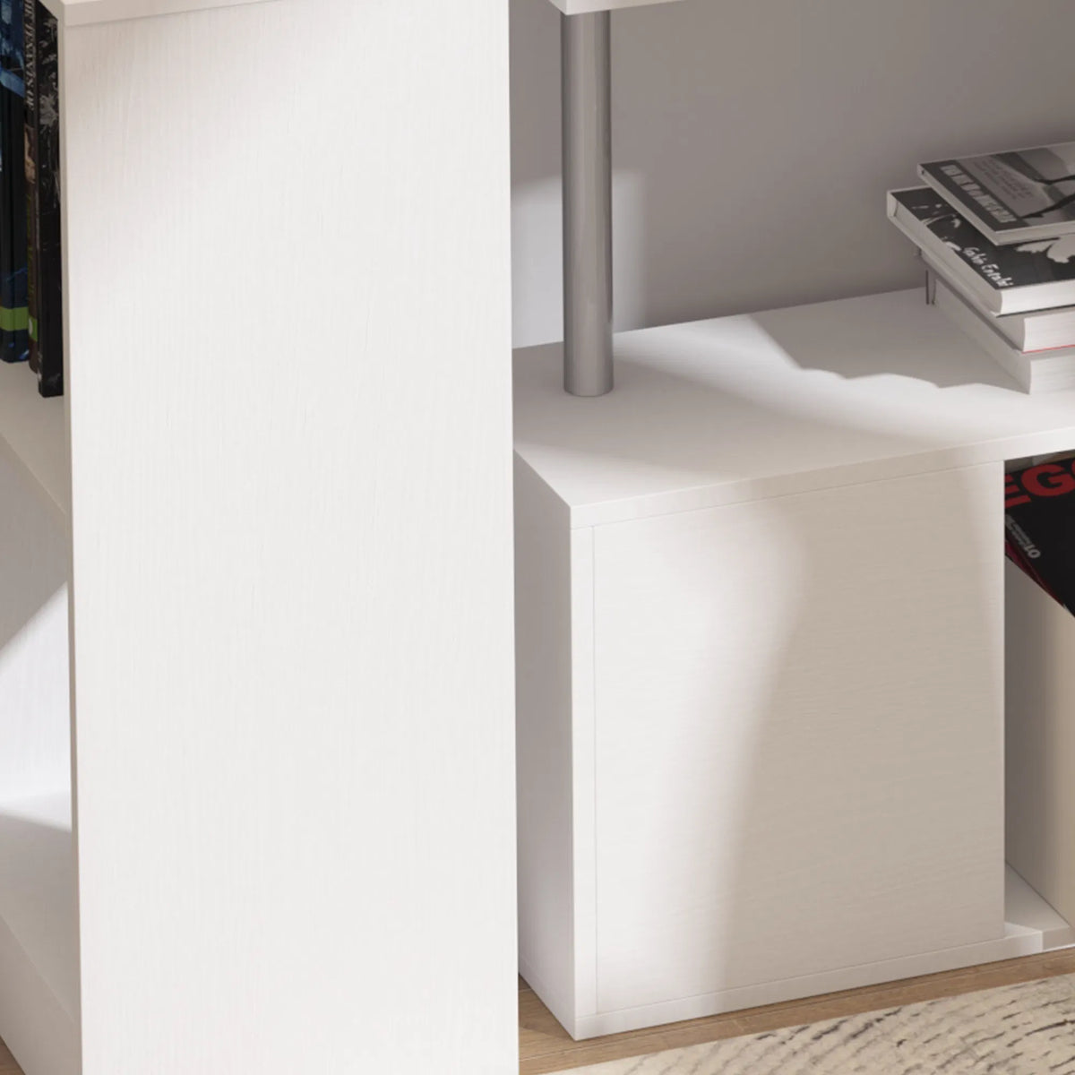 55" Corner Computer Desk 360° Rotating L Shaped Desk Home Office Workstation - Image 4
