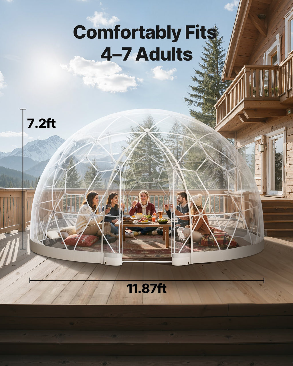 12x7.2ft clear garden bubble tent glamping gazebo product view 3