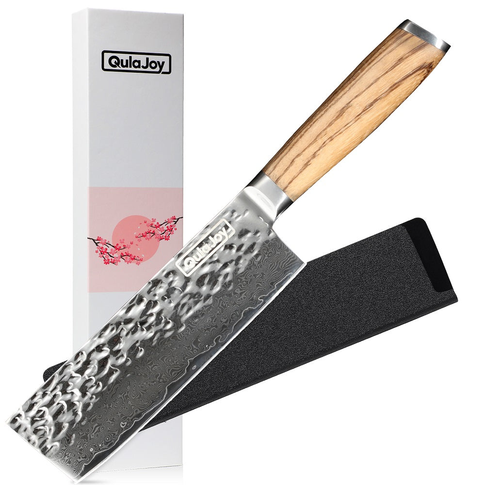 Qulajoy Nakiri Chef Knife 6.5 Inch Professional Japanese 67 Layers Damascus