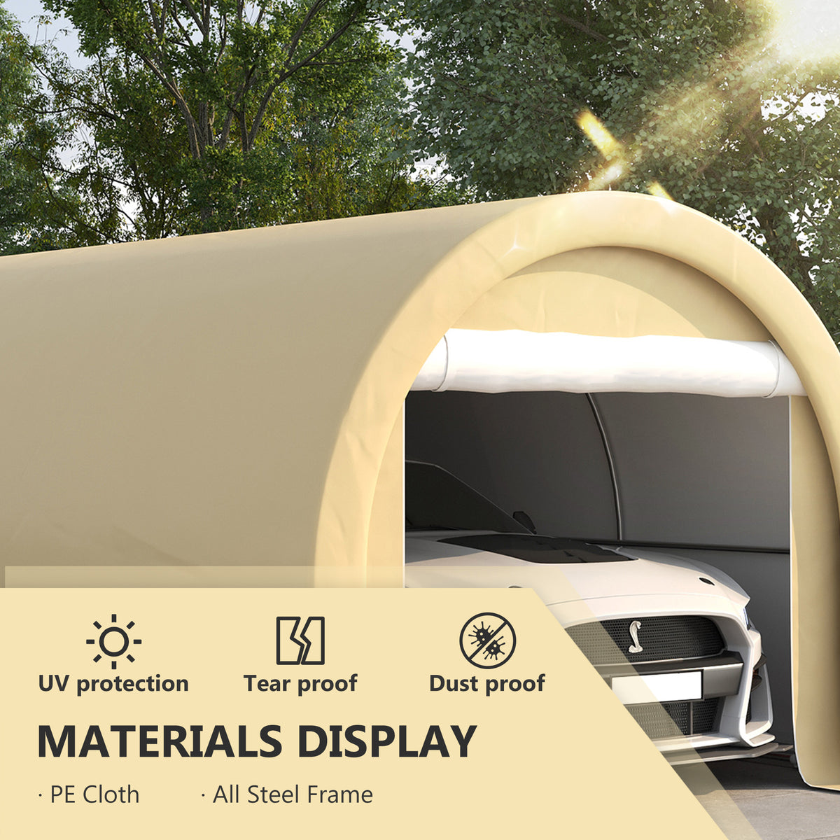 10 x 16 Carport Heavy Duty Portable Garage Storage Tent with Large Zippered - Image 5