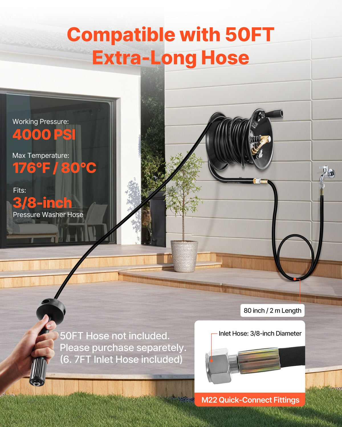 pressure washer hose reel 50 detail and structure