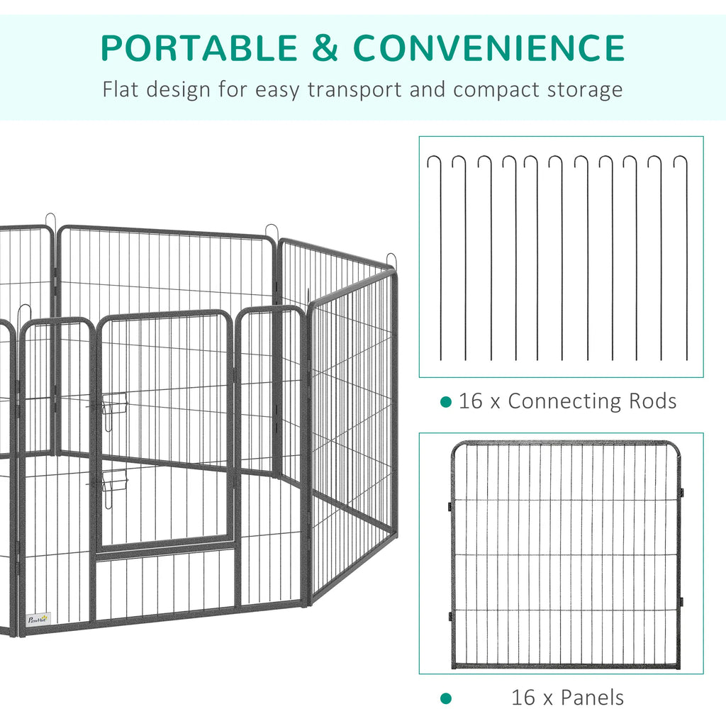 Heavy Duty Pet Playpen 16 Panels Steel Dog Fence Puppy Exercise Pen with 2 - Image 4