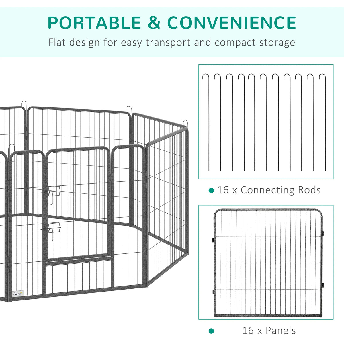 Heavy Duty Pet Playpen 16 Panels Steel Dog Fence Puppy Exercise Pen with 2 - Image 4