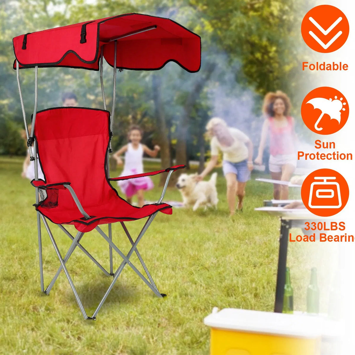 Foldable Beach Canopy Chair Sun Protection Camping Lawn Canopy Chair 330LBS - Image 4