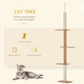100" Floor To Ceiling Cat Tree w/ 3 Perches Activity Center for Kittens Cat