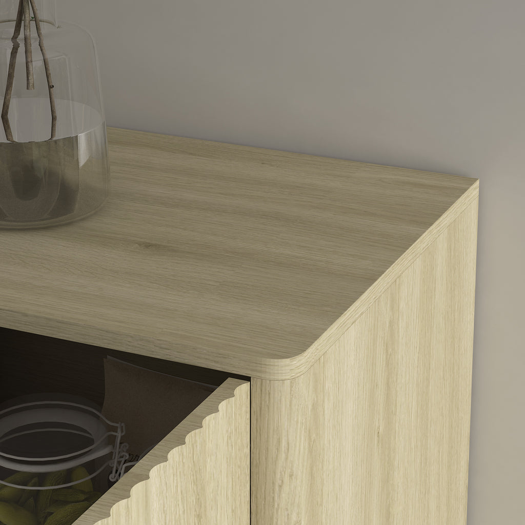 Fluted Wood Sideboard Buffet Cabinet with Adjustable Storage