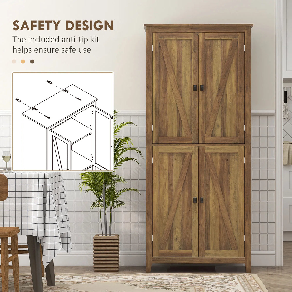 72" Freestanding Storage Cabinet Kitchen Pantry Cabinet with Doors and Shelves - Image 3