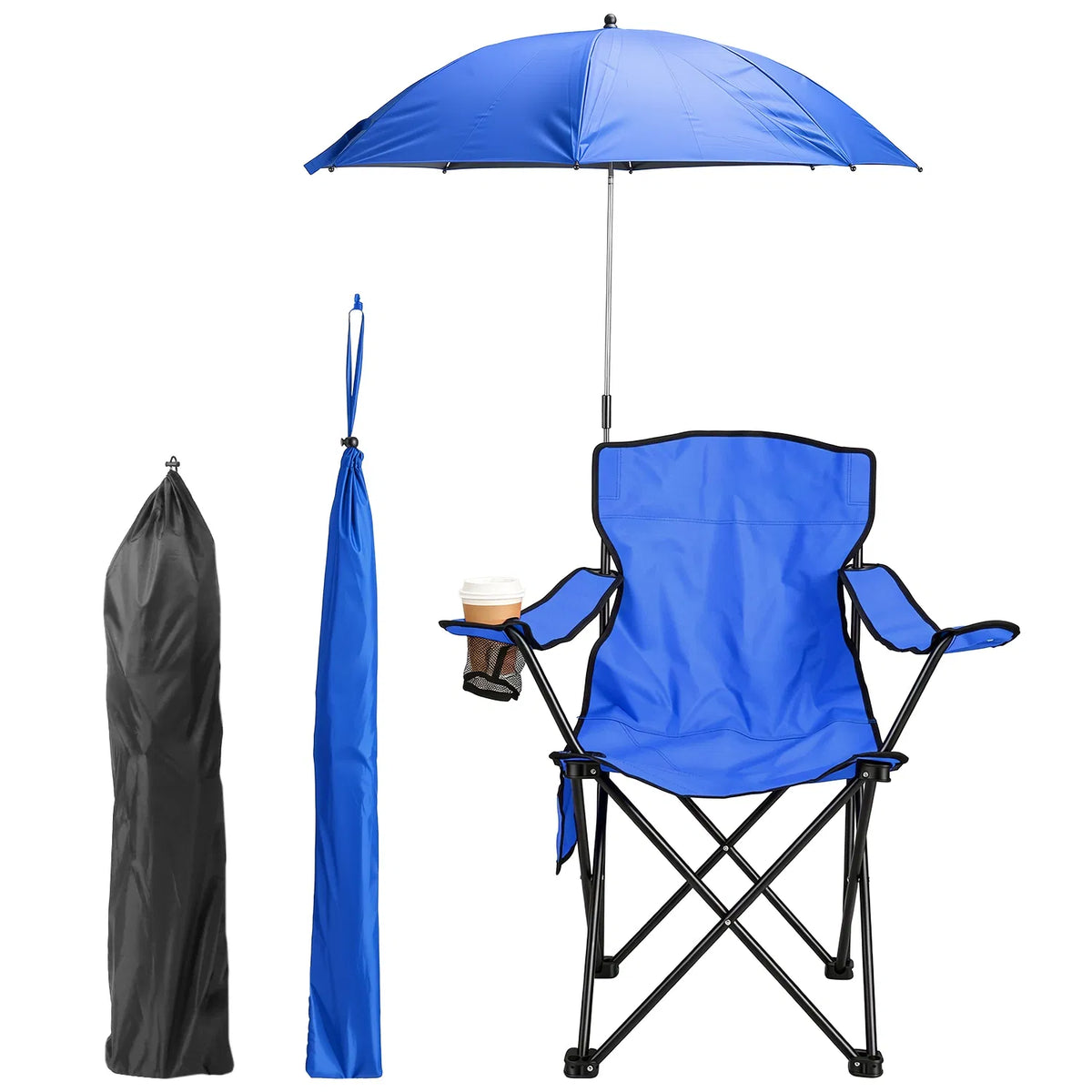 Camping Chair with Umbrella Lightweight Foldable Outdoor Chair with Cup Holder