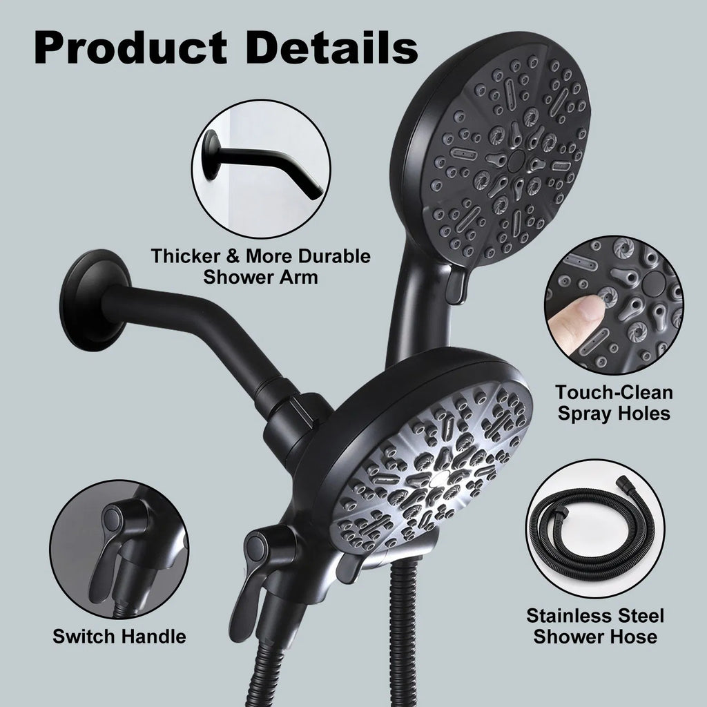High Pressure 3 Way Rainfall Combo Luxurious Rain Showerhead and Hand Held - Image 5