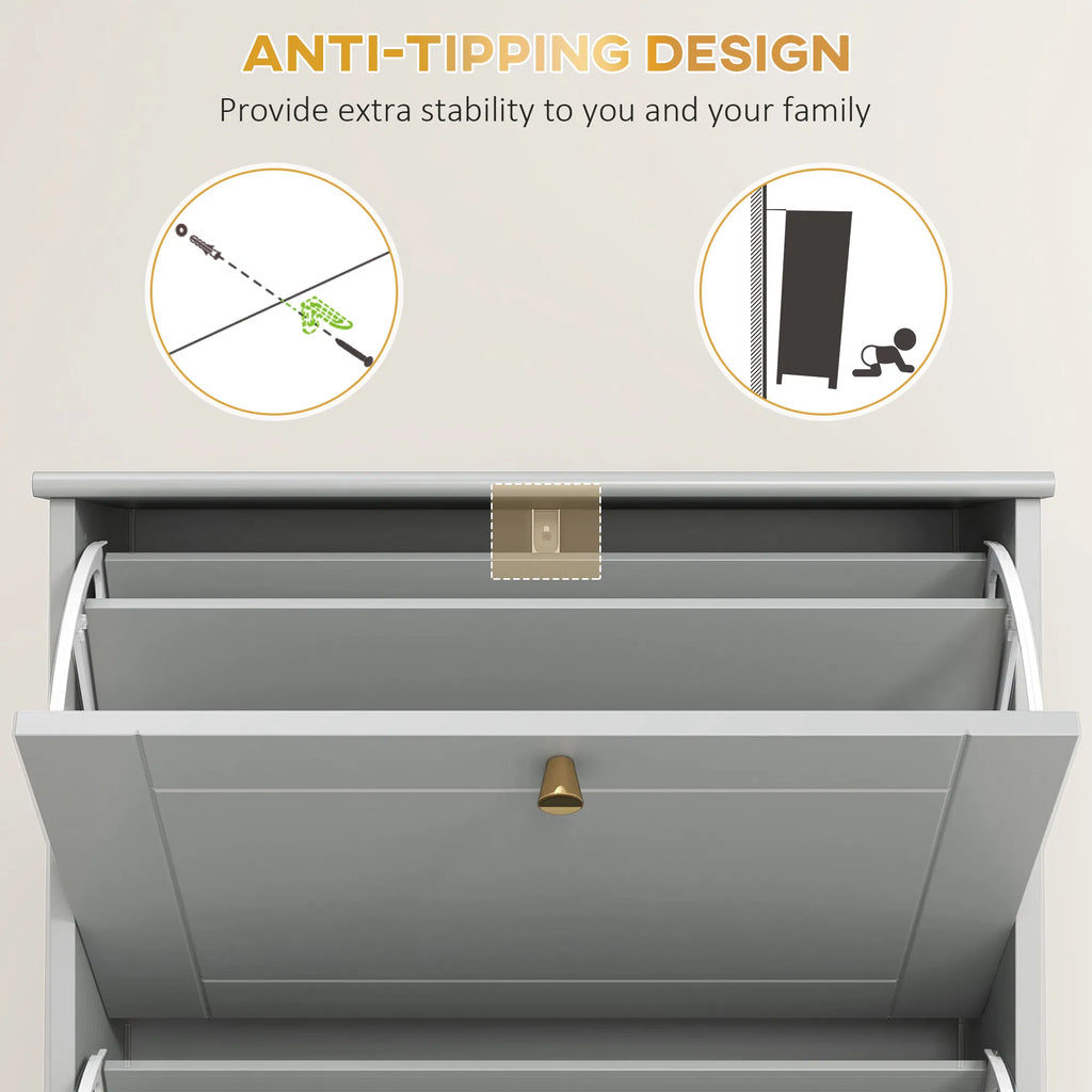 Narrow Shoe Storage with 3 Flip Drawers and Adjustable Shelves Shoe Cabinet - Image 3