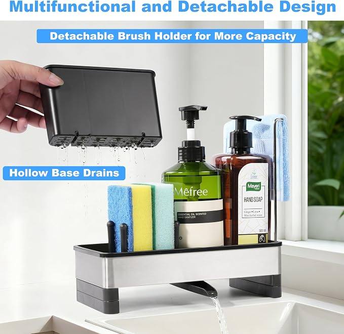 kitchen sink sponge holder caddy dimensions and features