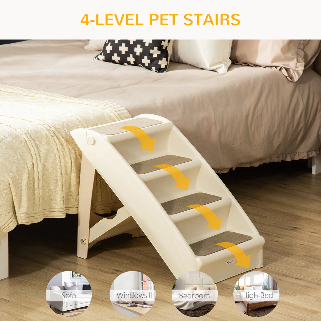 4 Level Portable Dog Stairs Foldable Dog Steps for Small Dogs Lightweight Cat - Image 2