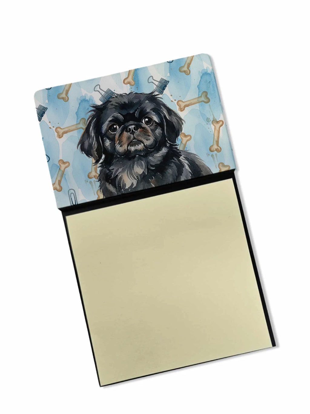 Black Pekingese Coworker Watercolor Sticky Note Holder Refillable Dispenser - Image 2