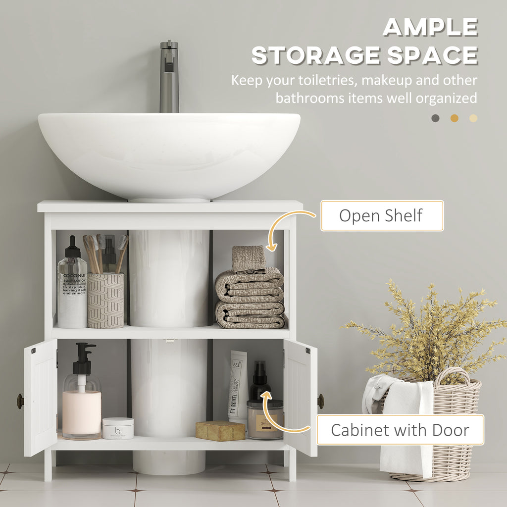 Pedestal Sink Storage Cabinet Bathroom Under With Doors And Open Shelf Vanity - Additional Product View 7