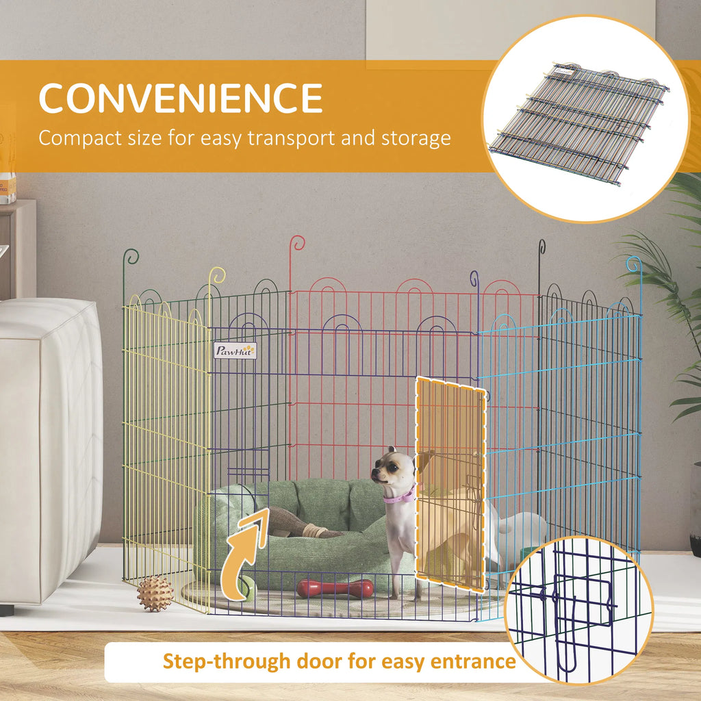 Metal Pet Playpen Portable Hexagon Dog Exercise Fence Multi colored - Image 2