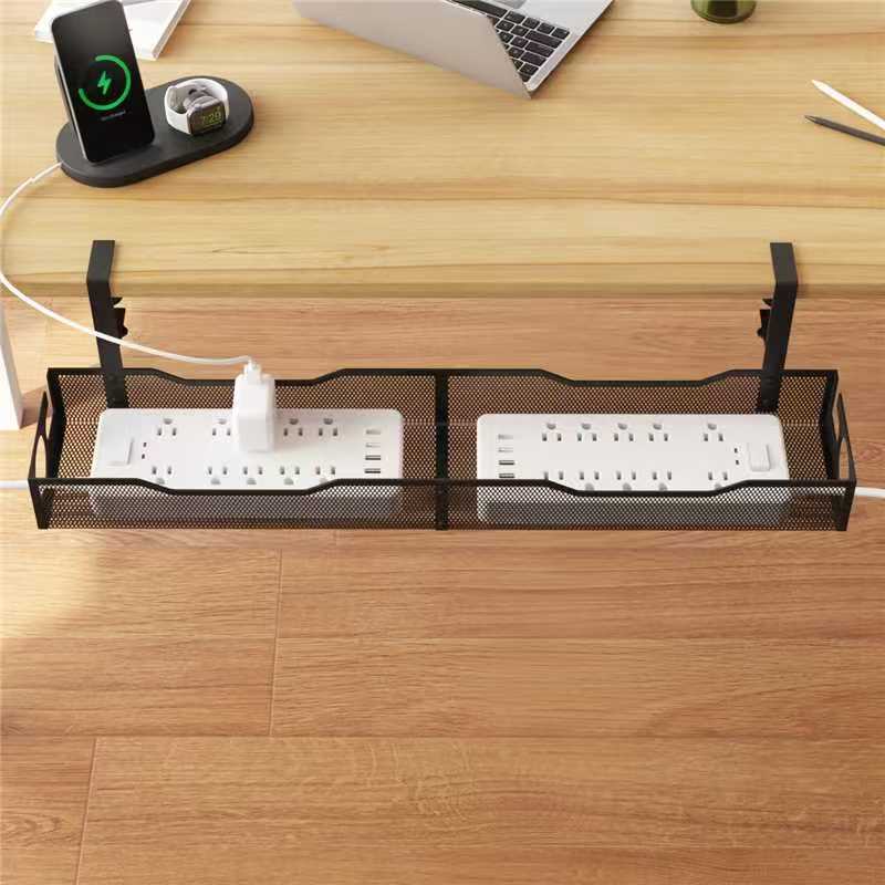 extended under desk cable management in use lifestyle