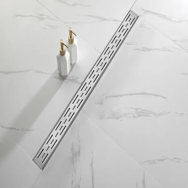 36 Inch Linear Shower Drain with Removable Brick Patterned Grate Cover 304 - Image 4