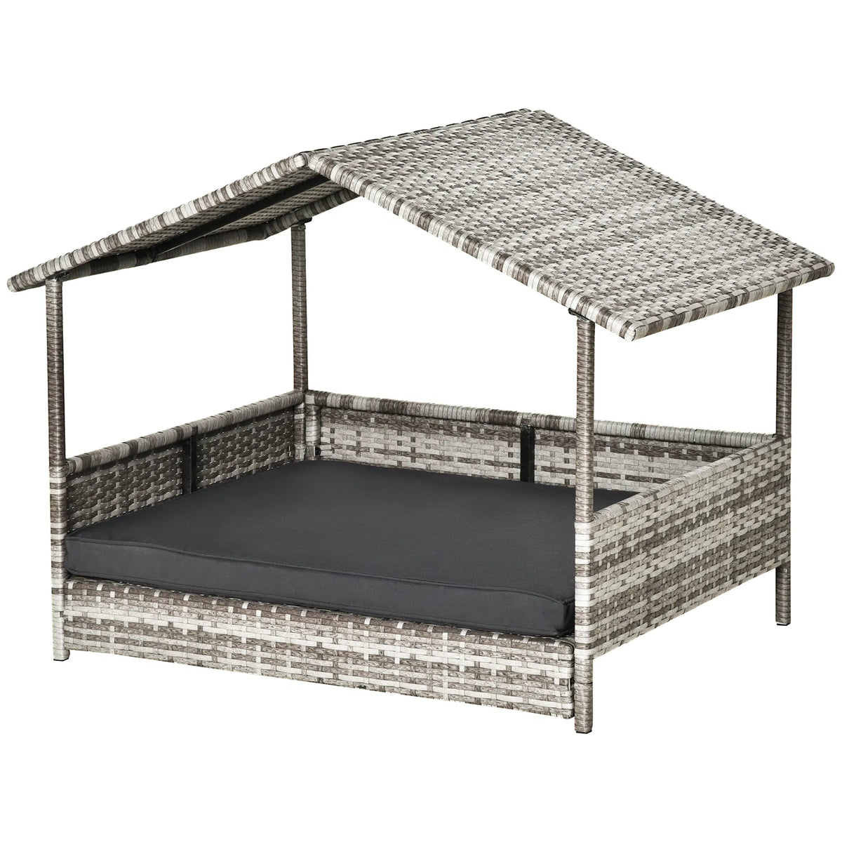 Wicker Pet House Dog Bed for Indoor/Outdoor Rattan Furniture with Cushion