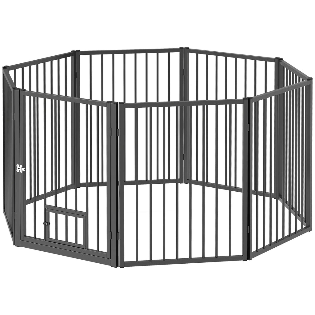 8 Panels Dog Playpen Foldable Portable Pet Playpen with Door for Small & - Image 2