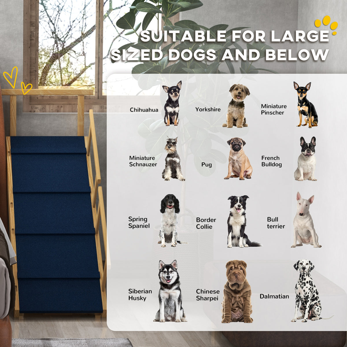 Dog Ramp Adjustable Height Pet Steps Foldable Dog Stairs with Non slip Mat - Image 2